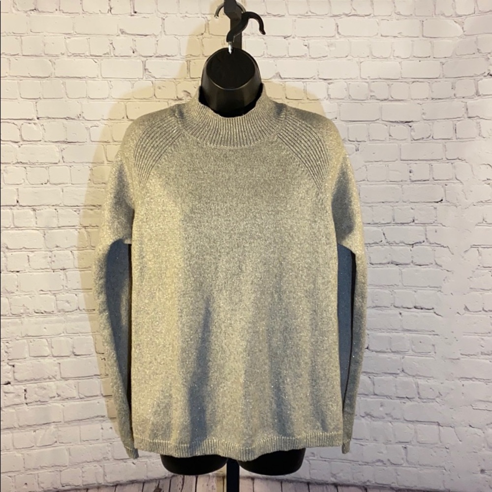 CHICO’S TRINA MOCK NECK CAPE SHIMMER PONCHO